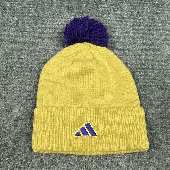 University Of Washington Huskies Gold Purple Winter Pom Knit Beanie OSFM New - Picture 2 of 2